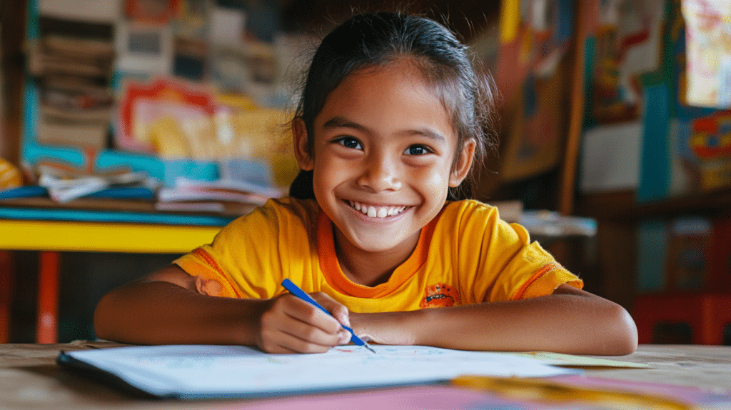 Enfant qui fait ses devoirs